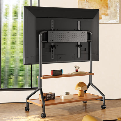Rolling TV Stand with Storage Shelves for 32-75 Inch TVs