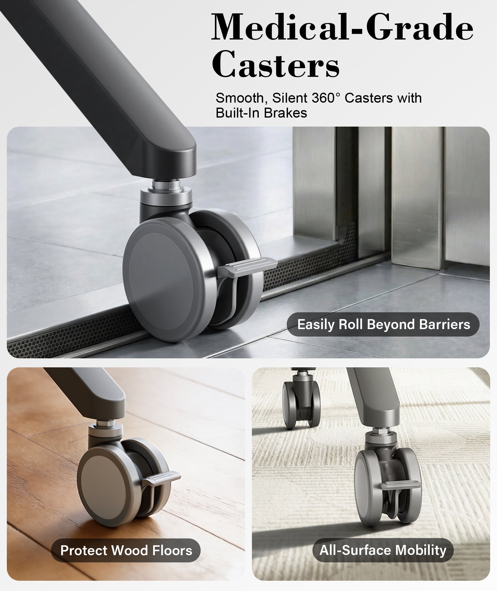 2026 NB P100 Height Adjustable Mobile Cart 65"-90" Large Screen Mobile Stand