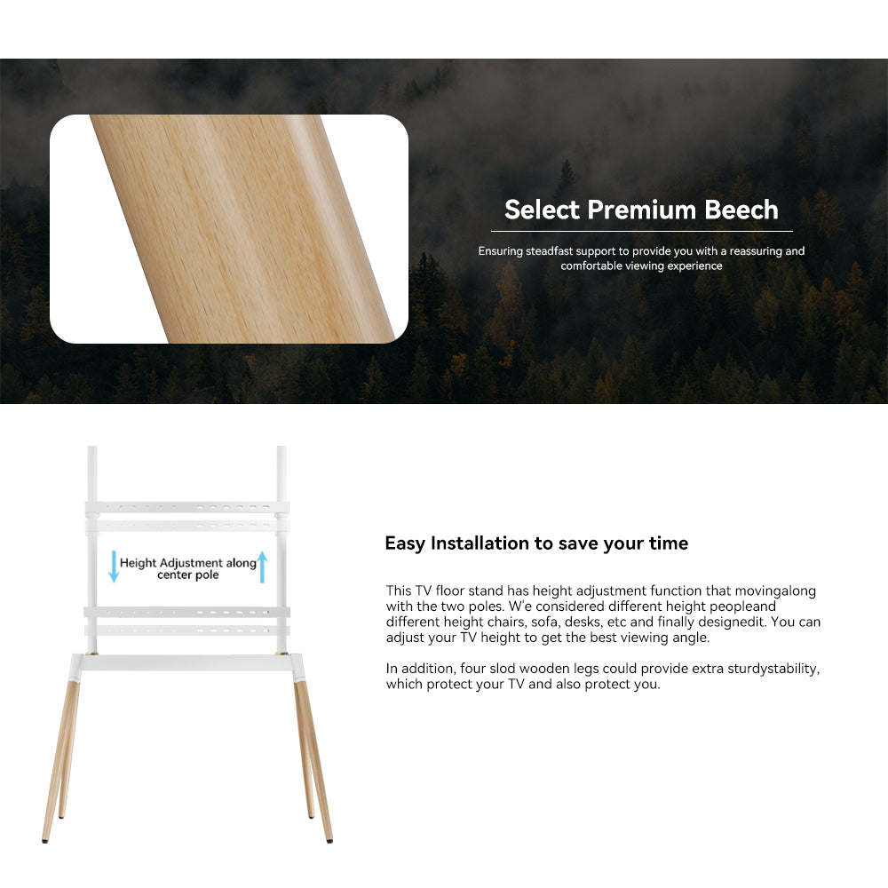 Aura Pro Mobile TV Felt style FOUR-leg beech wood stand Mount Bracket  55-86 inch