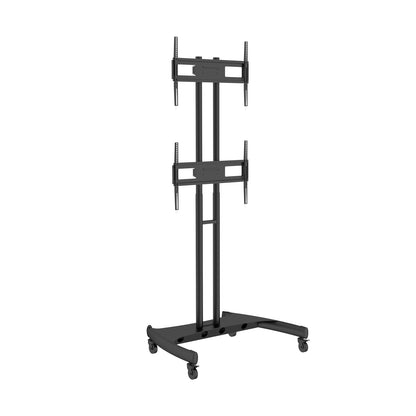 Dual Stacked TV Cart Two Screens Height Adjustable Lockable Wheels MC400