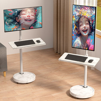 TV Monitor floor mobile stand Mount Bracket white marble base Gas Arm Shelf