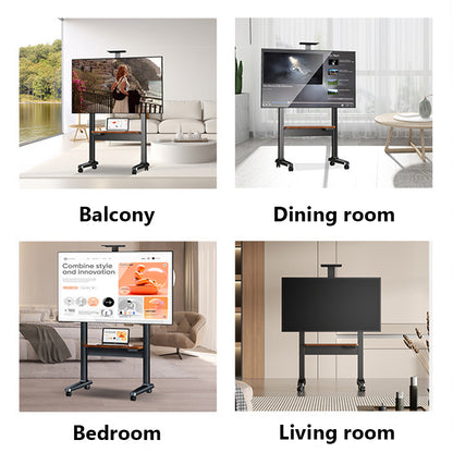 Electric Mobile TV Stand Cart with Universal Wheels & 70kg Max Load