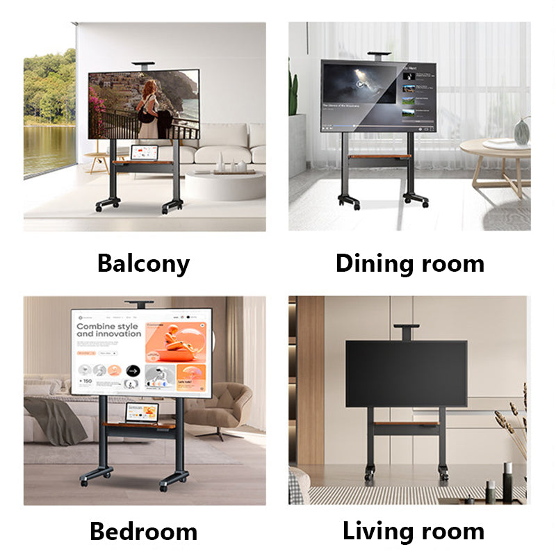 Electric Mobile TV Stand Cart with Universal Wheels & 70kg Max Load