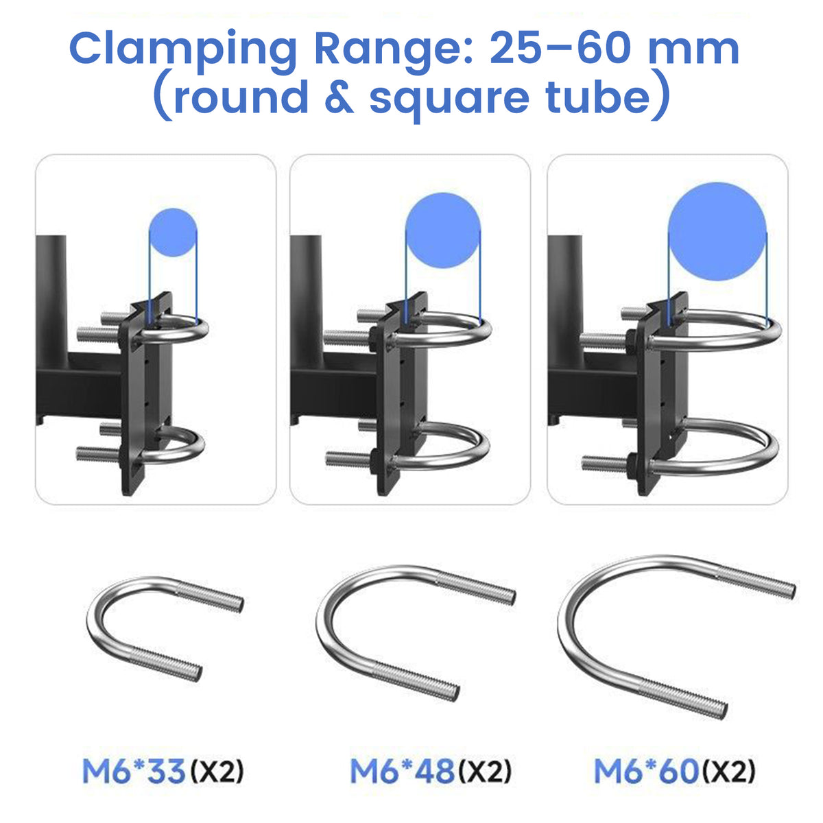 Monitor Arm with Pipe Clamp Mount Fits Round & Square Tube 25-60mm up to 9kg 32inch
