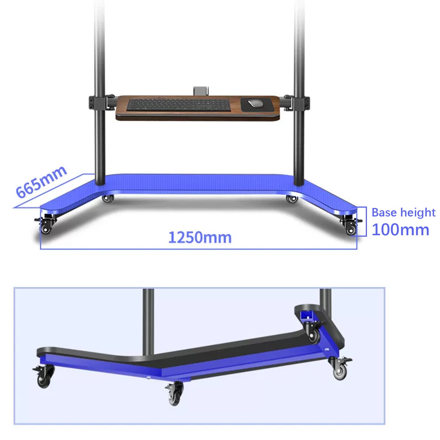 Multiple screen Stand Cart Mount Bracket  trolley gas arm metal