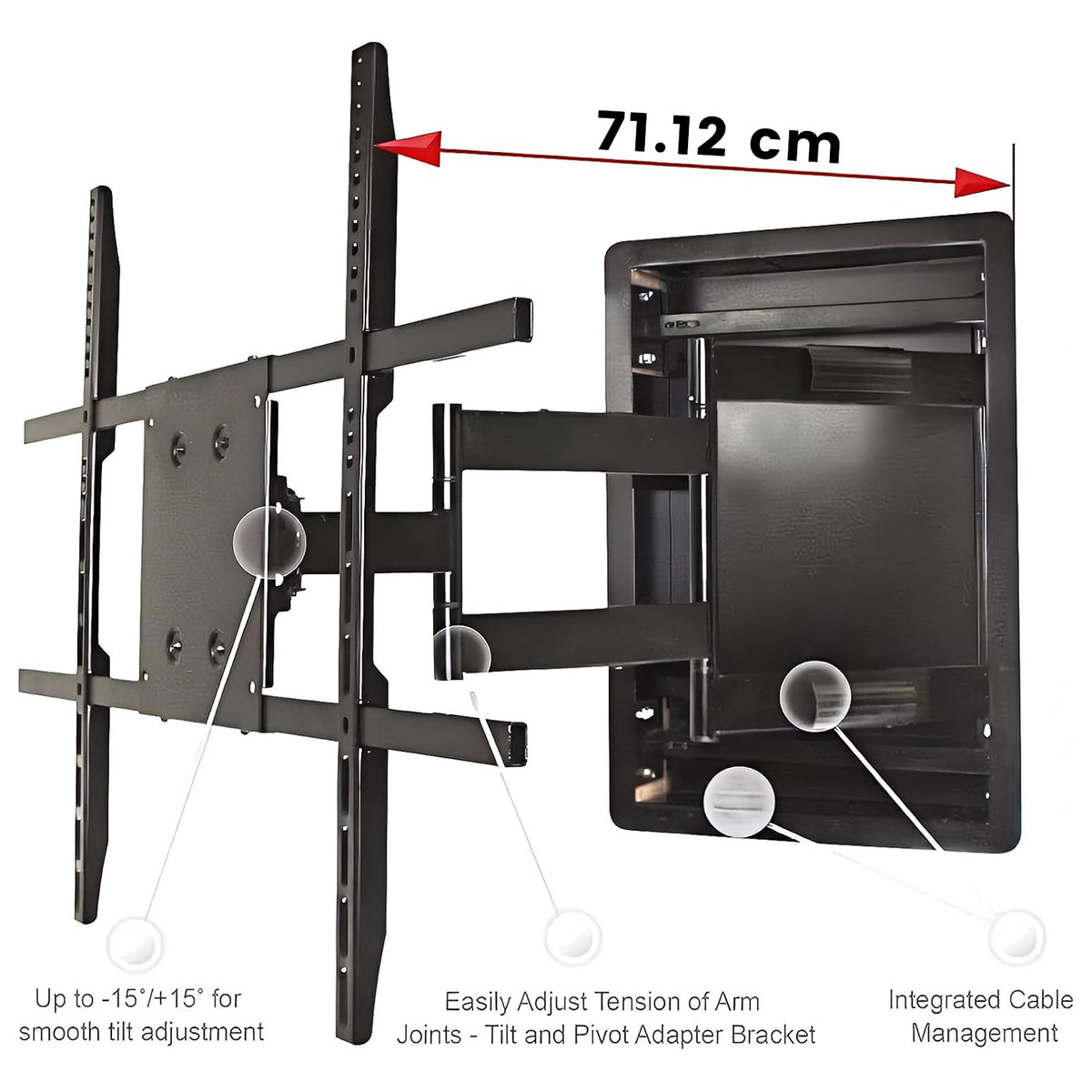 In‑Wall Recessed Full Motion TV Bracket Fits 42‑90" Screens Heavy‑Duty 61kg eta