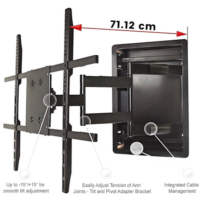 In‑Wall Recessed Full Motion TV Bracket Fits 42‑90" Screens Heavy‑Duty 61kg eta