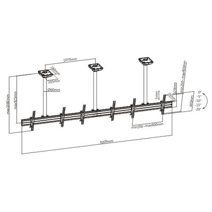 Mountech Multi-screen TV Menu Board Ceiling Mount Aluminum Rail MTLCMA ETA 10.20