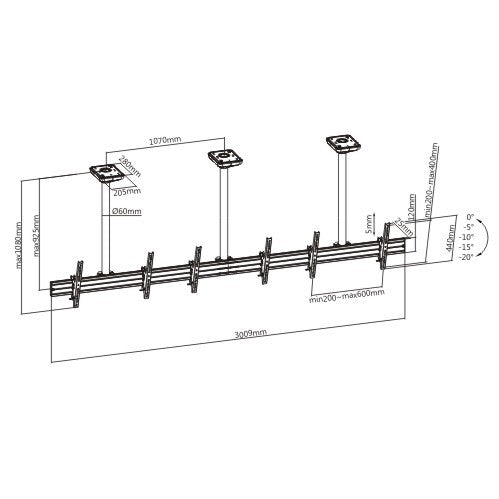 Mountech Multi-screen TV Menu Board Ceiling Mount Aluminum Rail MTLCMA ETA 10.20