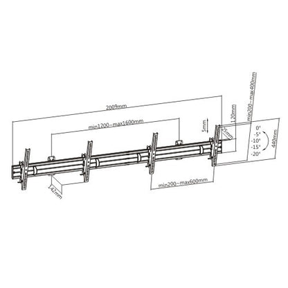 Multi-screen Menu Board Wall Mount Aluminum Rail MTLWMA ETA10.20