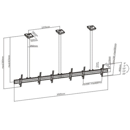 Mountech Multi-screen TV Menu Board Ceiling Mount Aluminum Rail MTLCMA ETA 10.20