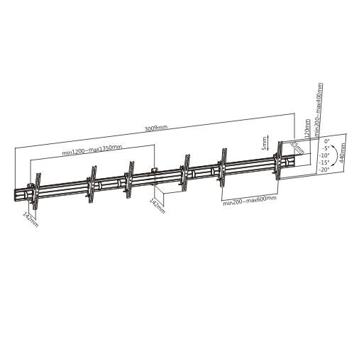 Multi-screen Menu Board Wall Mount Aluminum Rail MTLWMA ETA10.20