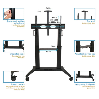NEW Heavy Duty Mobile TV Stand MT-100 Premium strength stand - Black