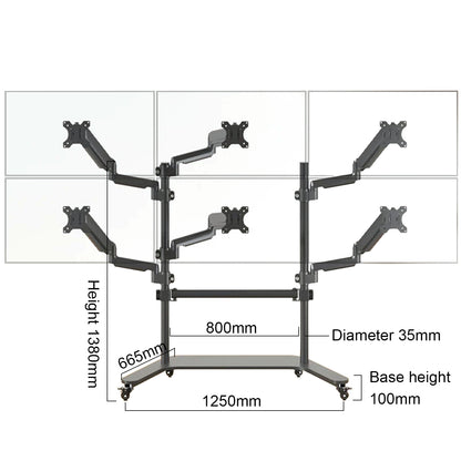 Multiple screen Stand Cart Mount Bracket  trolley gas arm metal