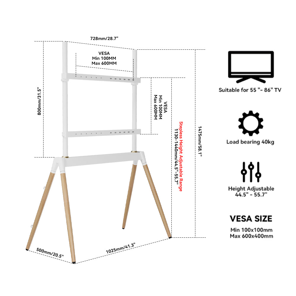 Aura Pro Mobile TV Felt style FOUR-leg beech wood stand Mount Bracket  55-86 inch