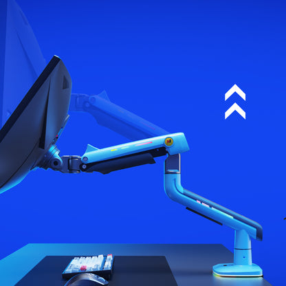 Blue RGB LIGHT Gaming Monitor Arm for Flat/Ultrawide/Curved Mount M7