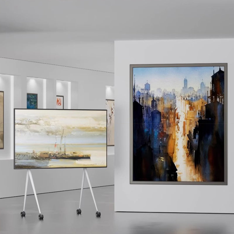 Silver Sleek Rolling TV Stand Modern TV Mount with Wheels for 45-75 Inch TVs | 8K Mirror Finish