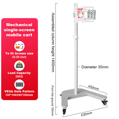 SteelView Mobile Tv Monitor floor stand Mount Bracket  Cart rotating 10 to 34 inch