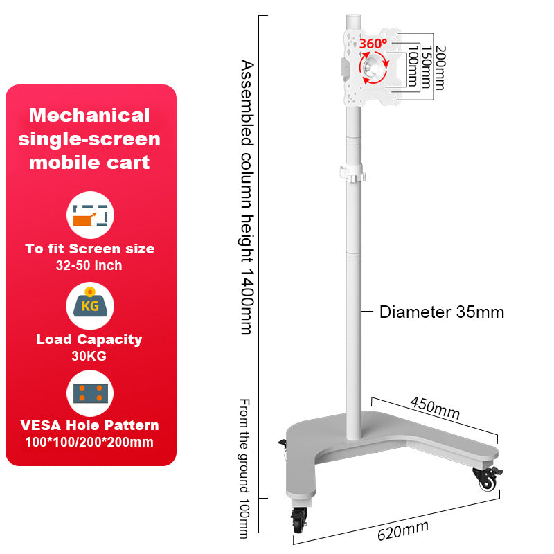 SteelView Mobile Tv Monitor floor stand Mount Bracket  Cart rotating 10 to 34 inch
