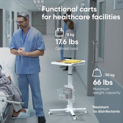 Adjustable Height Laptop Desk with Wheels Utility Medical Cart