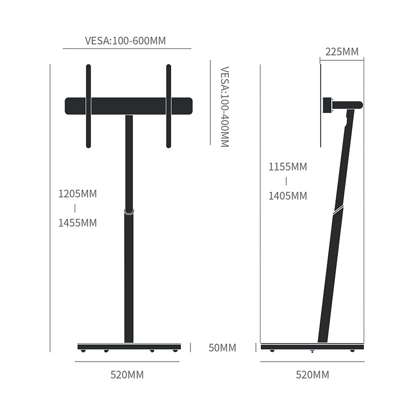 Torre di Pisa Artistic Rotating TV Floor Stand For 32-75" TVs Horizonal/Landscape