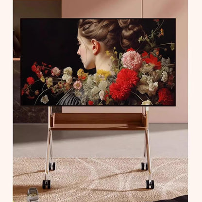 TV TROLLEY stand Stainless Steel with Timber Shelf 32 to 75 inch