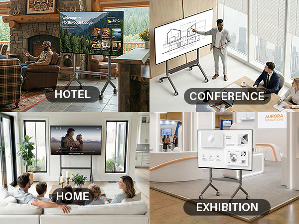 2026 NB P100 Height Adjustable Mobile Cart 65"-90" Large Screen Mobile Stand