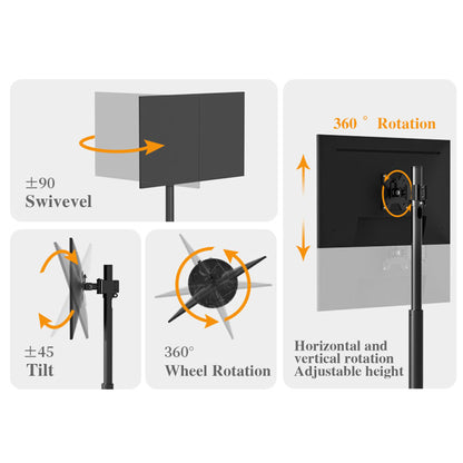 TV Monitor floor mobile stand VESA 200 black marble base-vesa 200 floor stand