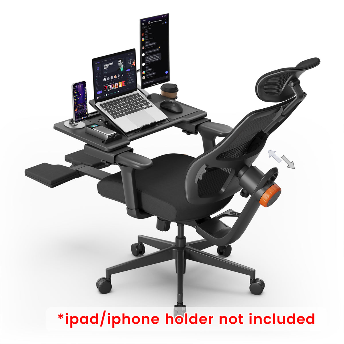 NEWTRAL Pro Laptop Table for Chair – Black | Adjustable Ergonomic Laptop Desk with Detachable Legs, Cup Holder & Monitor Mount