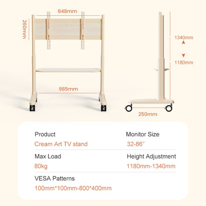Cream Art Mobile TV Stand Trolley 32-86 inch