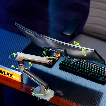 RGB LIGHT Gaming Monitor Arm for Flat/Ultrawide/Curved Mount V6