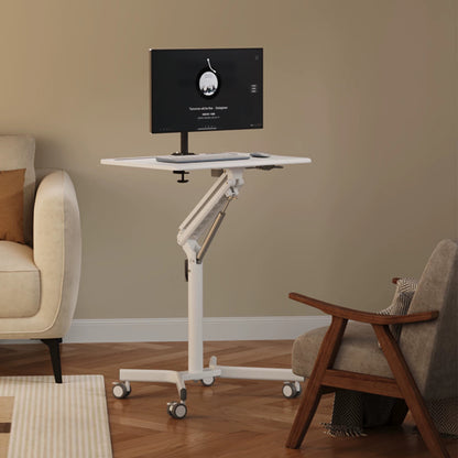 GKU Height Adjustable Mobile Standing Desk with Wheels 700x520mm Sit Stand Desk Laptop Desk for Home Office FDS101B-W