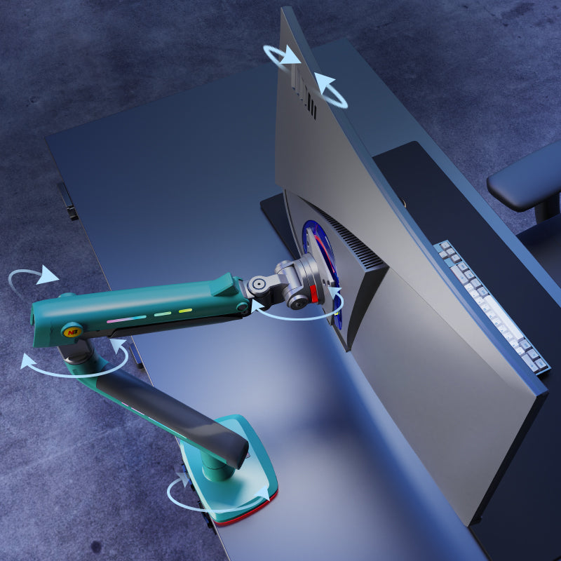 GREEN RGB LIGHT Gaming Monitor Arm for Flat/Ultrawide/Curved Mount k5