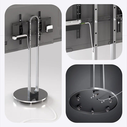 Silver Arc Mobile TV Stand with Rolling Wheels Artistic Floor TV Mount for 40-75 inch