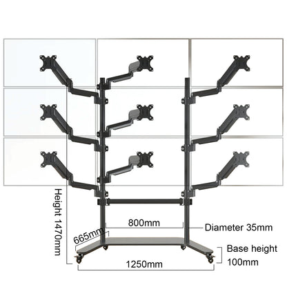 Multiple screen Stand Cart Mount Bracket  trolley gas arm metal