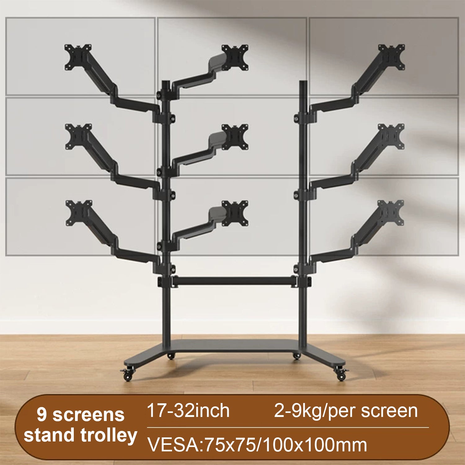 Multiple screen Stand Cart Mount Bracket  trolley gas arm metal