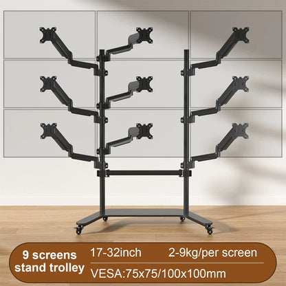 Multiple screen Stand Cart Mount Bracket  trolley gas arm metal