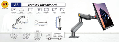 Gaming Monitor Arm – 27″–50″ Screen (holds 18 kg) A6
