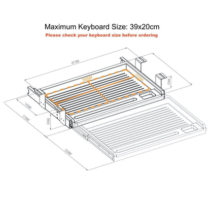 GKU Underdesk KeyBoard Tray Storage Drawer black