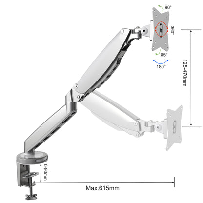GKU Single Monitor Desk Mount - ProRiser Gas Spring Monitor Arm