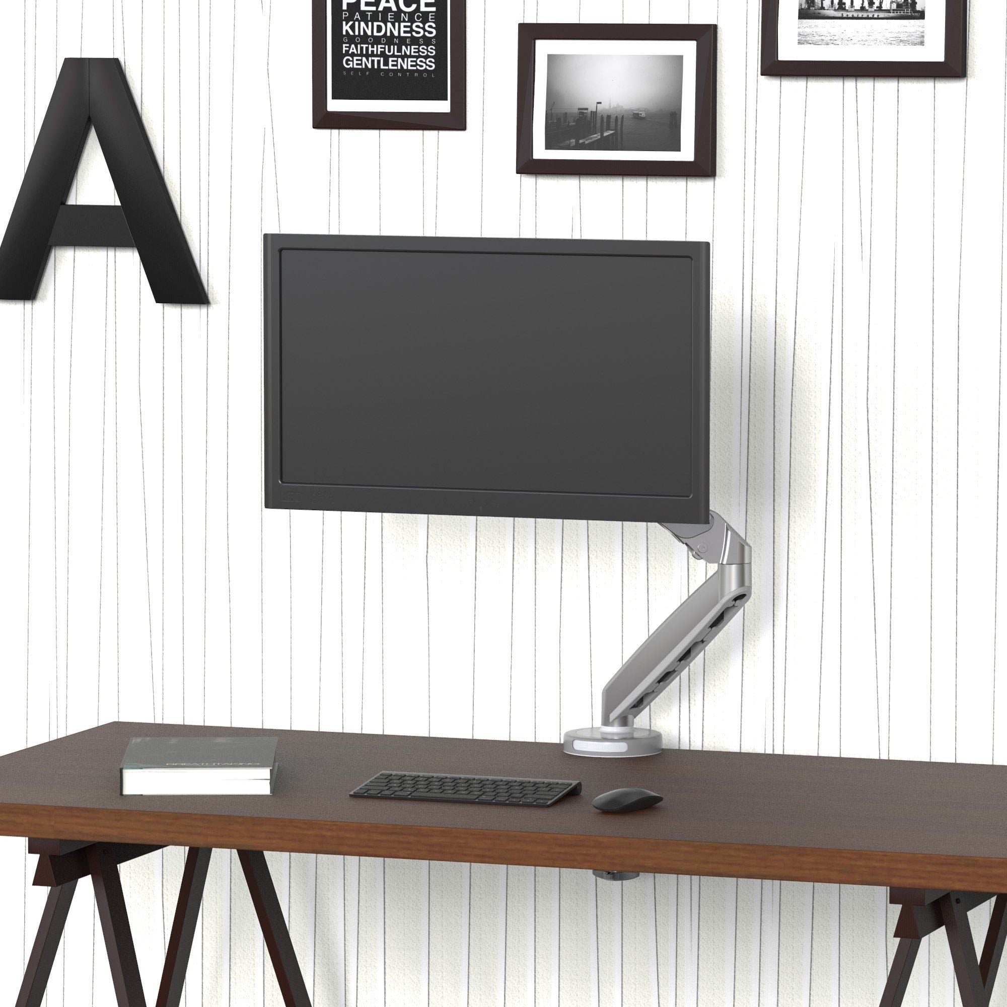 GKU Single Monitor Desk Mount - ProRiser Gas Spring Monitor Arm