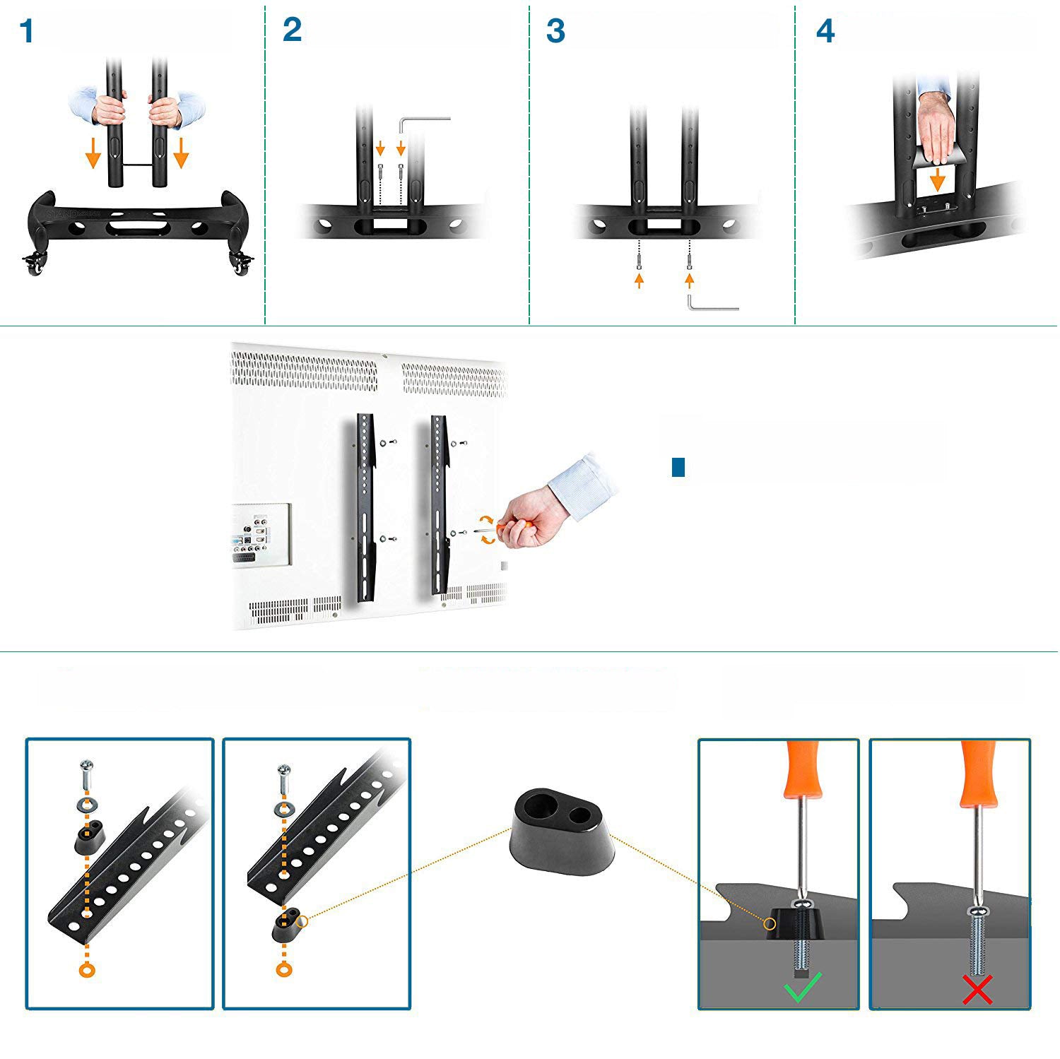 Steel TV Mobile Cart: AVA1500-60-1P Black