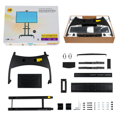 Heavy Duty Mobile TV Cart AVA1800-70-1P - 90kg capacity- Black Steel 