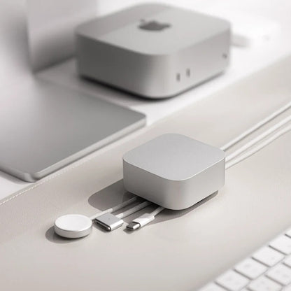 Cube Mini Weighted Desk Cable Organizer, Aluminum Cable Holder for Workspace Setup