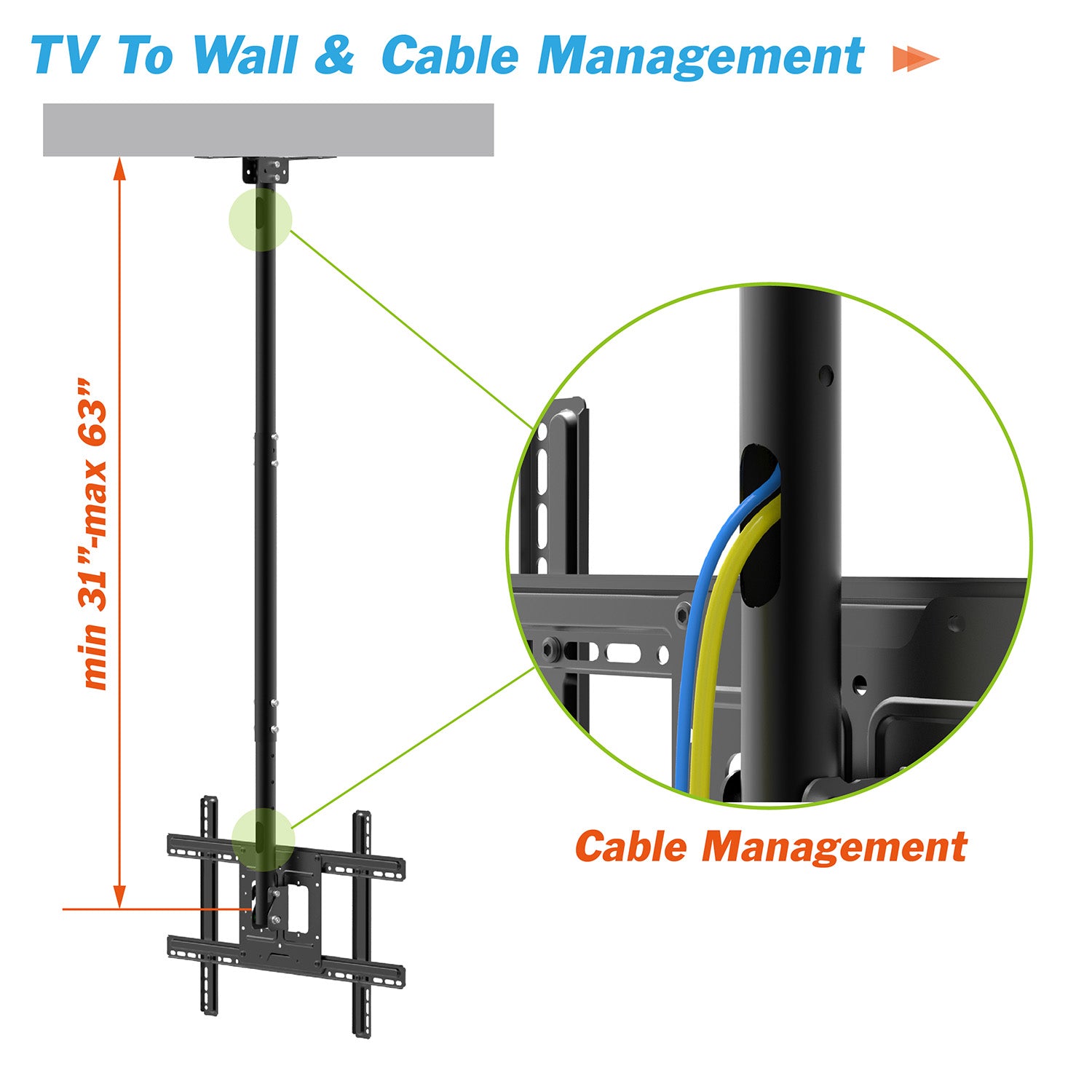 Commercial Height Adjustable TV Ceiling Mount (T560-15)
