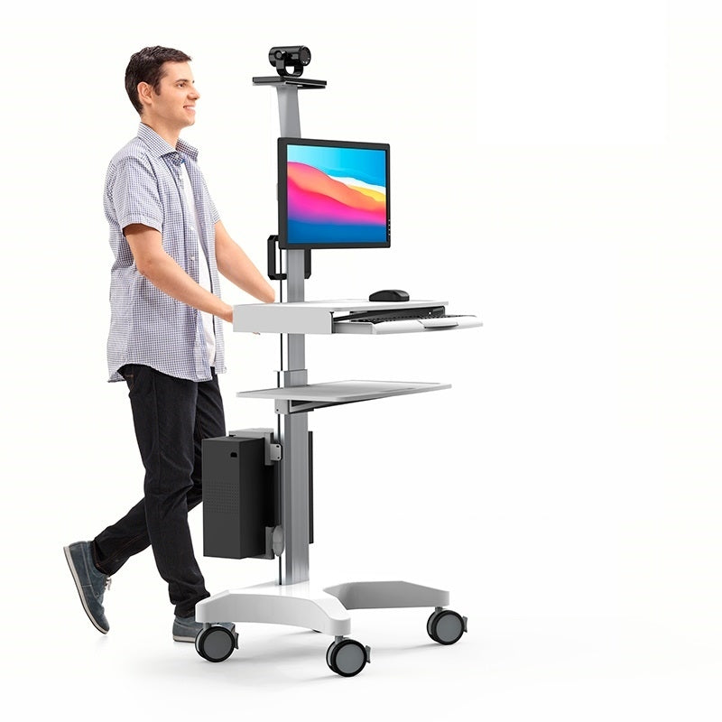 Clinic Mobile Computer Cpu Monitor Cart 1700mm