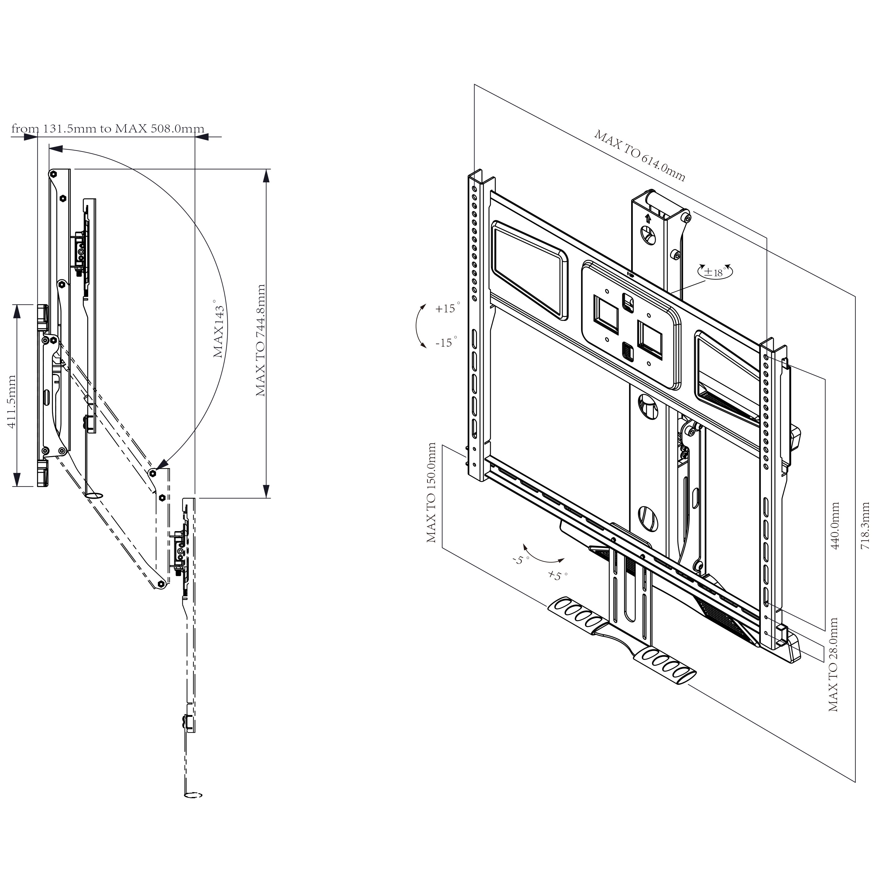 Fireplace tv wall mount 32-65inch