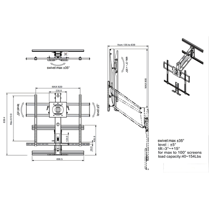 Fireplace tv wall mount 32-90inch