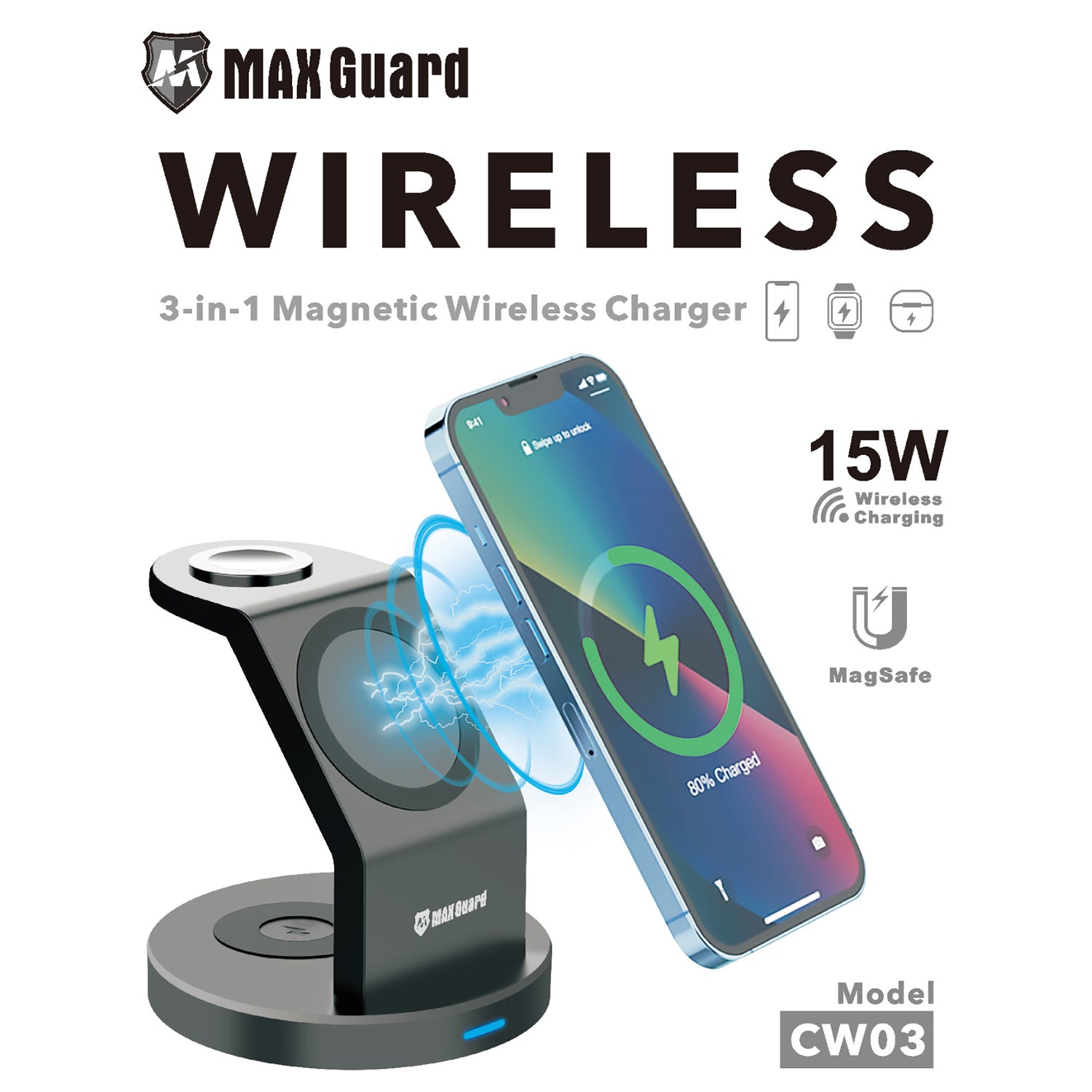CW03 3-in-1 Magnetic Wireless Charger