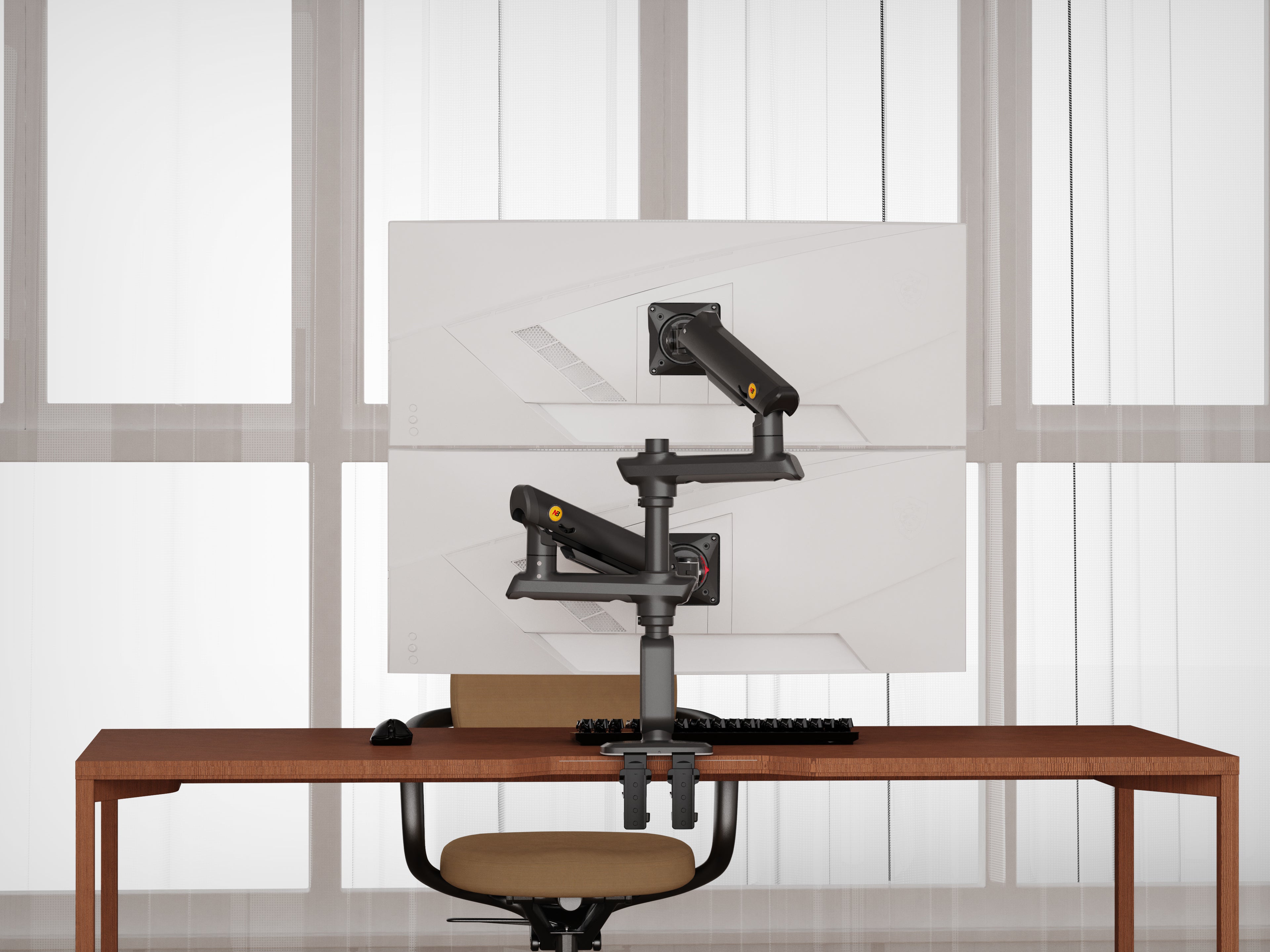 NB D9C Dual Monitor Mount Gas Spring Arm for 27-50" Screens | Height Adjustable, 360° Rotation